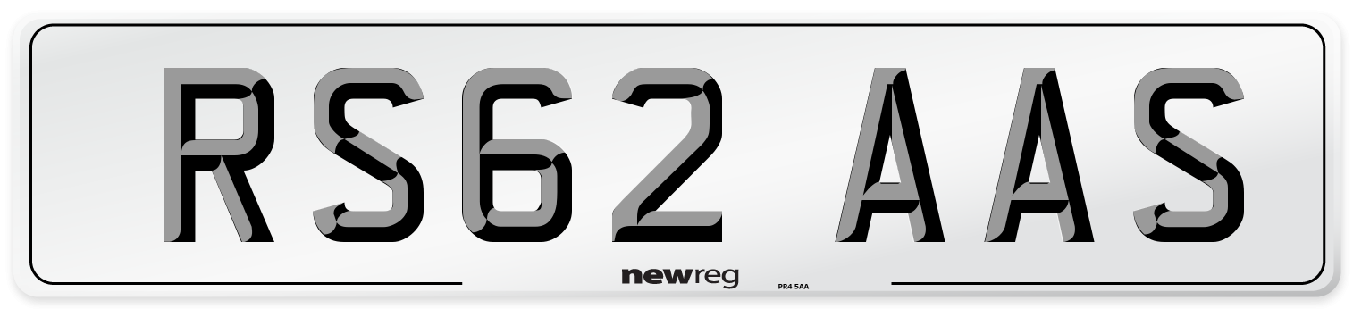 RS62 AAS Number Plate from New Reg